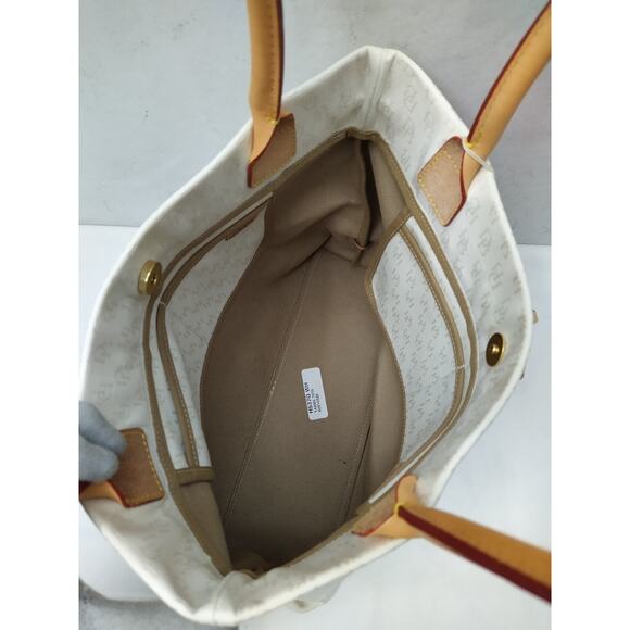 Dooney & Bourke White Canvas Leather Trim Double Handle Tassel Tote Bag - Picture 11 of 16